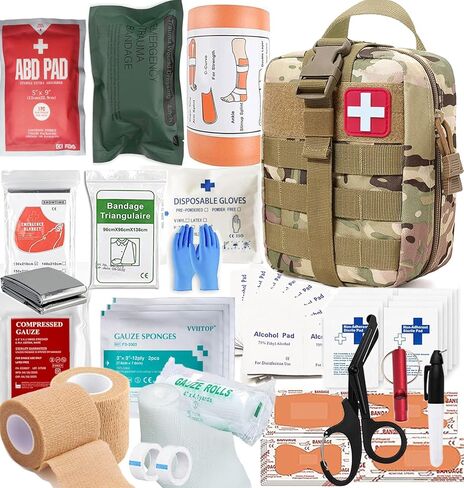 Kit Kit Kit Kit Military Military Medical Aid Admns تنزف حقيبة البقاء على قيد الحياة في حالات الطوارئ المخبرية لمستلزمات التخييم المشي لمسافات طويلة (أحمر) in Kuwait