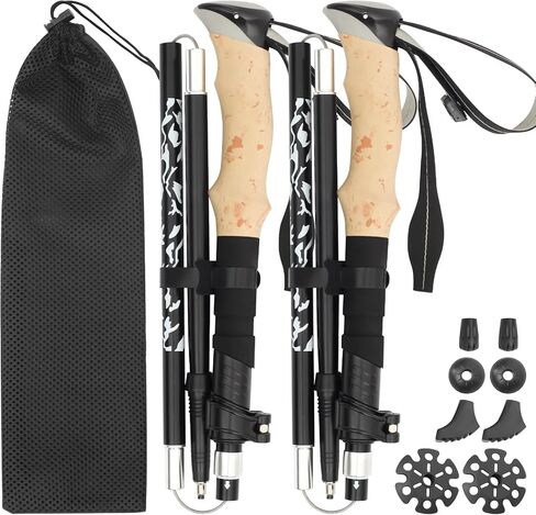 Hiking Poles Collapsible Trekking Poles, Lightweight Folding Walking Stick for Travel with EVA Handle, Walking Stick for Women Men, Adjustable Height, Set of 2 in Saudi Arabia