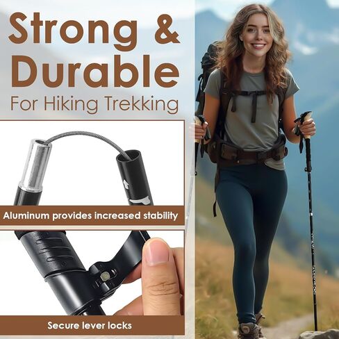 Hiking Poles Collapsible Trekking Poles, Lightweight Folding Walking Stick for Travel with EVA Handle, Walking Stick for Women Men, Adjustable Height, Set of 2 in Saudi Arabia