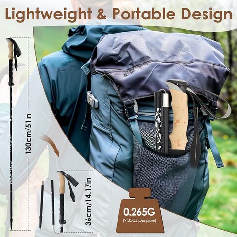 Hiking Poles Collapsible Trekking Poles, Lightweight Folding Walking Stick for Travel with EVA Handle, Walking Stick for Women Men, Adjustable Height, Set of 2 in Saudi Arabia