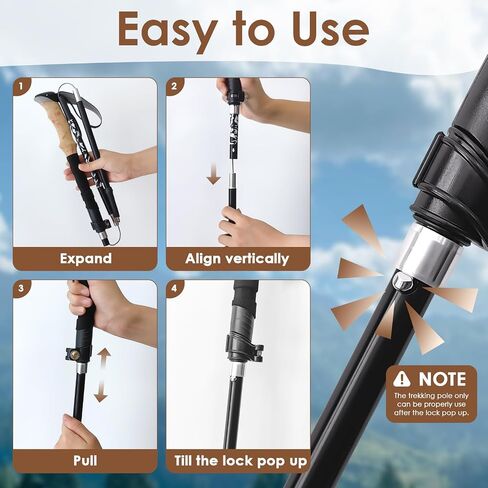 Hiking Poles Collapsible Trekking Poles, Lightweight Folding Walking Stick for Travel with EVA Handle, Walking Stick for Women Men, Adjustable Height, Set of 2 in Saudi Arabia