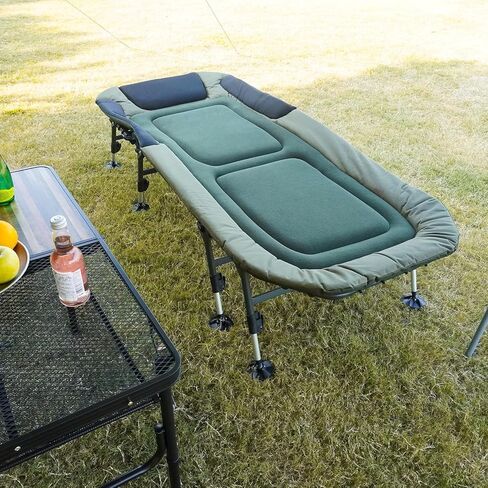 XXL Camping COTS للبالغين 330 رطلاً مع حقيبة حمل ، وسرير قابلة للطي شاقًا مع وسادة مبطنة ناعمة ، سرير عسكري محمول للصيد ، 180 درجة قابلة للتعديل في الهواء الطلق. in Kuwait