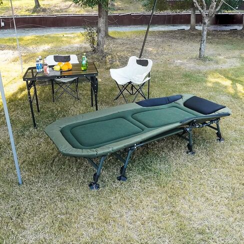 XXL Camping COTS للبالغين 330 رطلاً مع حقيبة حمل ، وسرير قابلة للطي شاقًا مع وسادة مبطنة ناعمة ، سرير عسكري محمول للصيد ، 180 درجة قابلة للتعديل في الهواء الطلق. in Kuwait