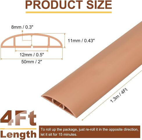 HARFINGTON 4ft Cord Cover Floor W0.5 x H0.3 Inner Channel PVC Hide Extension Cable Floor Wire Hider Wire Covers Protector for Prevent Cable Trips Cables Management, Black in Saudi Arabia
