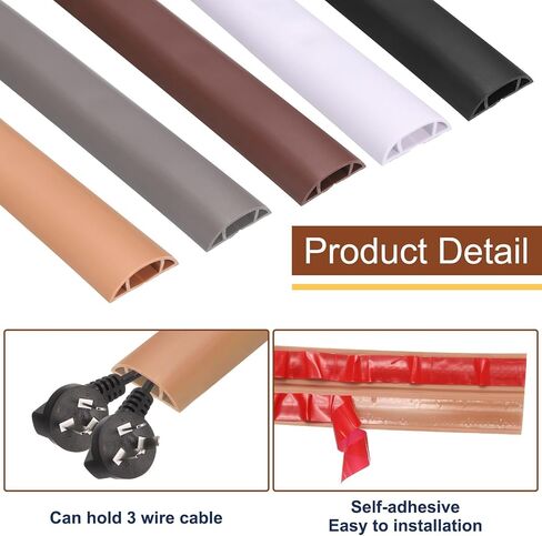 HARFINGTON 4ft Cord Cover Floor W0.5 x H0.3 Inner Channel PVC Hide Extension Cable Floor Wire Hider Wire Covers Protector for Prevent Cable Trips Cables Management, Black in Saudi Arabia