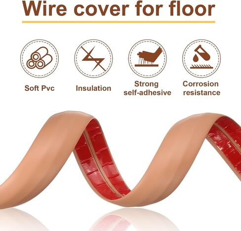 HARFINGTON 4ft Cord Cover Floor W0.5 x H0.3 Inner Channel PVC Hide Extension Cable Floor Wire Hider Wire Covers Protector for Prevent Cable Trips Cables Management, Black in Saudi Arabia