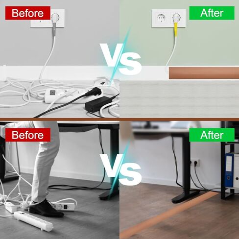 HARFINGTON 4ft Cord Cover Floor W0.5 x H0.3 Inner Channel PVC Hide Extension Cable Floor Wire Hider Wire Covers Protector for Prevent Cable Trips Cables Management, Black in Saudi Arabia
