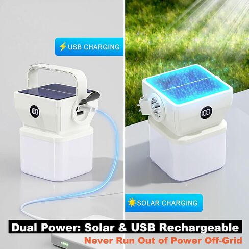 V.C Formark Camping Lantern Solar محمولة مع شاشة ٪ بطارية ، 1000LM مشرق ، شحن USB-C/الطاقة الشمسية ، للطوارئ الخارجية ، المشي لمسافات طويلة ، انقطاع التيار الكهربائي in Saudi Arabia