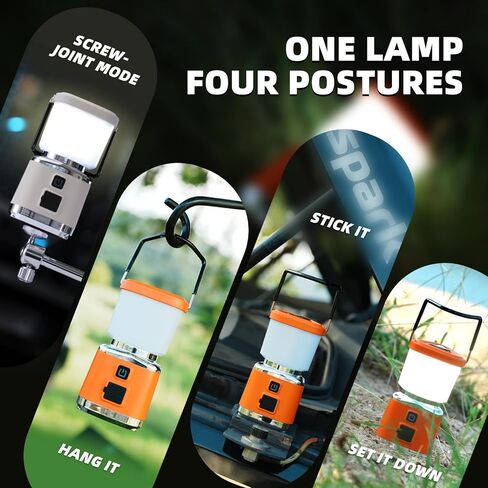 LED LED Camping Lantern القابلة لإعادة الشحن ، FLSPARK LED LED LANTERN ، 1000 LM ، 4 أوضاع ضوئية ، IPX4 مقاومة للماء ، ضوء الطوارئ لانقطاع التيار الكهربائي ، الإعصار ، العاصفة ، المشي في الهواء الطلق (البرتقالي) in Kuwait