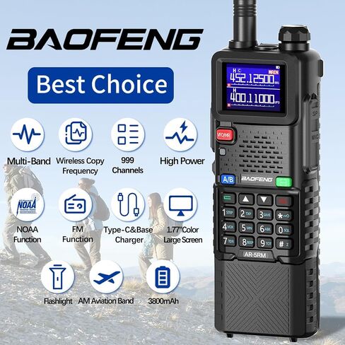 Ham Radio Baofeng Radio Long Range 5RM 10W Handheld NOAA Emergency Weather Radio 3800mAh Battery Rechargeable Walkie Talkies for Adults with Programming Cable,USB-C Charging for Survival Gear,2 Pack in Saudi Arabia