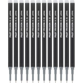 PILOT Pen FriXion Gel Ink Refills for Erasable Pens, Extra-Fine Point, 0.5mm, Black Ink, 12-Pack