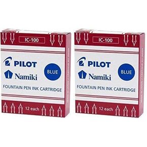 Pilot Namiki IC100 Fountain Pen Ink Cartridge, Blue, 12 Cartridges per Pack (Pack of 2)