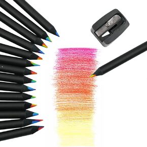 15 قطعة من أقلام الرصاص الخشبية الملونة بألوان قوس قزح، 7 في 1 قلم تغيير الألوان الممتع مع مبراة للرسم والتلوين in Kuwait