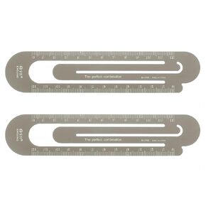 2pcs Straight Ruler 12cm Metric Bookmark Clip Ruler Metal Aluminum Alloy Scale on Both Sides Measuring Scale Tool for Measure Study Reading Classroom Office, Brown