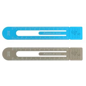 Straight Ruler 12cm Metric Bookmark Clip Ruler Design Metal Aluminum Alloy Scale on Both Sides Measuring Scale Tool for Measure Study Reading Classroom Office, Blue & Red