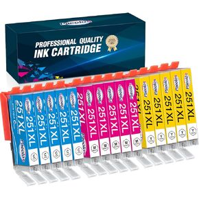251XL Ink Cartridges Replacement for Canon 251XL Ink Cartridges Compatible with Canon Pixma MX922 IX6820 IP7220 IP8720 MG7520 MG5520 MG5420 MG6320, 15 Packs (CLI-251XL Cyan Magenta Yellow Ink)