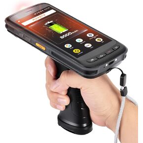 MUNBYN Android 11 Barcode Scanner Handheld Mobile Computer 1D/2D QR PDF17 Zebra Scanner Inventory, IP65 8000mAh Pistol Grip, 5.2'' Full Screen with Pistol Grip, 4G, Wi-Fi, BT, GMS PDA Scanner for WMS