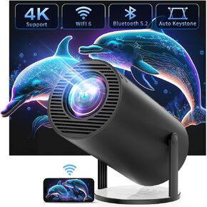 CLOKOWE 4K Mini Projector with WiFi and Bluetooth, 180° Rotation & Auto Keystone, Full HD 1080P Supported, Portable HY300 Outdoor Movie Projector, Compatible with TV Stick/Windows/iOS/Android/HDMI/USB in Kuwait