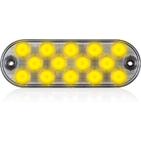 Maxxima M63353YCL 6.5" 14 LED Oval Warning Amber Clear Lens Light with 8 Selectable Flash Patterns, 1 Pack