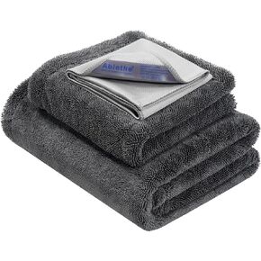 Car Drying Towels Set Extra Large 1300gsm with Plush Edgeless, Absorbent Microfiber Drying Towels for Cars, Trucks, SUVs, 25in x 36in (Grey)