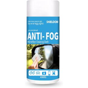 Anti-Fog Wipes for Glasses Car Windshield Defogger Pre-moistened Lens Cleaner Prevent Fogging for Auto Mirrors Windows Goggles - 40 Wipes/Bottle