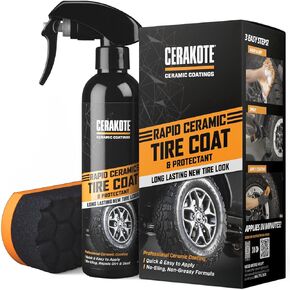 Cerakote® Rapid Ceramic Tire Coat Spray - Long Lasting Ceramic Coating with New Tire Look for Cars and Trucks - Easy to Use Applicator and Quick Drying for Professional Results - 8 fl oz in Kuwait