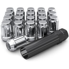 White Knight 3807-20AM Chrome M12x1.50 Spline Lug Nut with Key, 20 Pack
