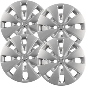 Premium Quality 15" Silver Hubcaps / Wheel Covers fits Toyota Yaris, Heavy Duty Construction (Set of 4)