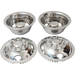 16 Inch 8 Lugs 4 Hand Holes Snap-On Polished Stainless Steel Wheel Simulator Full Kits for 1974-2000 Chevy GMC 3500, 1974-1998 Ford F350, 2008-2021 E350/E450 Van, 1974-1999 Dodge Ram 3500
