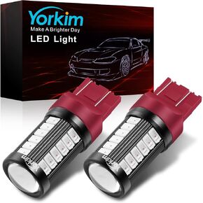 Yorkim 3157 LED Light Bulbs Red Super Bright, 3056 3156 3156A 3057 4057 3157 4157 T25 LED Bulbs for Brake Lights, Backup Reverse Lights， Reverse Tail Lights - Pack of 2
