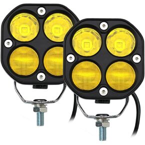 LED Yellow/Amber Driving Fog Lights Pod Lights Offroad Driving Lights Work Auxiliary Lights Bumper Lights 2Pcs 3Inch 40W Waterproof Fit for Car Truck ATV UTV Motorcycle Golf Pick-up