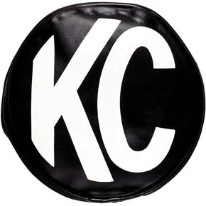 KC HiLiTES 5400 5" Round Black Vinyl Light Cover w/ White KC Logo - Set of 2