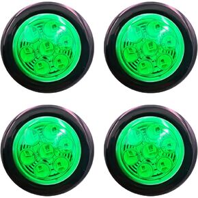 Pack of 4 2" Inch Green LED Light Round Clearance Lamps Side Marker Lights for Truck Trailer tractor Bus 12V