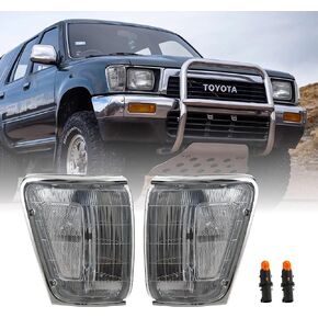 USR DEPO 90-91 4Runner Corner Lights - مجموعة مصابيح إشارة الانعطاف الأمامية (يسار + يمين) متوافقة مع 1990-1991 Toyota 4 Runner / 1989-1991 Toyota Pickup Truck 4WD (جميع العدسات الشفافة، تأتي مع مصابيح كهرمان x2)