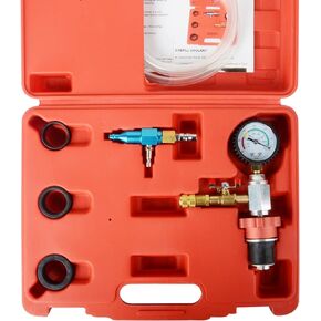 Cooling System Vacuum Purge Radiator Coolant Refill Tool Kit, Automotive Water Tank Pneumatic Vacuum Antifreeze Change Filler Set, with 4 Sizes Adapter Hose for Car Van SUV Truck