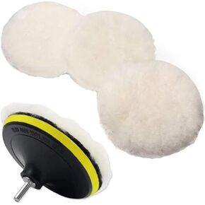 6 Pcs 6 Inch Wool Polishing Buffing Pad Polishing Buffing Wheel for Drill Buffer Attachment with M14 Drill Adapter