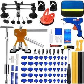 97pcs Dent Puller Kit, Dent Removal Kit for Dent Repair, Car Dent Puller with Slide Hammer T-Bar, Bridge Puller, Golden Lifter, Paintless Dent Repair Kit for Car Refrigerator Door Ding Repair