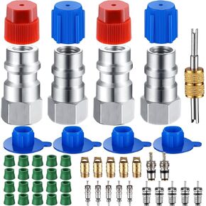 R12 to R134A Retrofit Fitting Adapter Kit, R12 R22 to R134A Conversion Adapter Kit with Core and Core Removal Tool for Air Conditioner Refrigerant System (Gold) in Kuwait