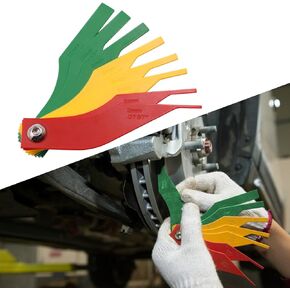 Brake Lining Thickness Gauge, 8-in-1 Car Automotive Brake Pad Measuring Ruler Tool, Durable Steel Color Coded Disc and Drum Brake Lining Gauge Set with SAE & Metric, Car Accessories for All Car