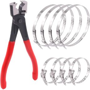 9Pcs Hose Clamp Pliers with CV Boot Clamp Kit, Small and Large Stainless Steel Universal Adjustable Drive Shaft CV Boot Crimp Clamp Clic-R Collar Pliers Automobile Repair Tools for Most Cars