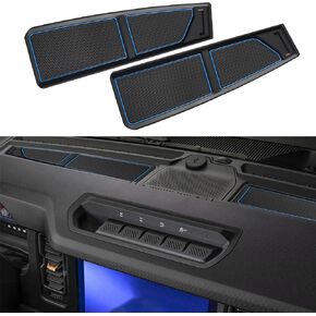 SENSHINE Silicone Dash Dashboard Cover Mat for Ford Bronco Accessories 2021 2022 2023 2024 2025 Anti Dust Dash Pad Tray Insert Liners Compartments Mat for Bronco 2Pcs Set Premium Custom (Black Trim)