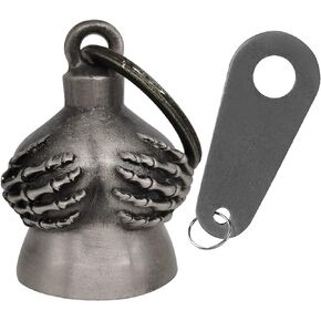 Dream Apparel Motorcycle Biker Bell W/Motorcycle Bell Hanger, Motorcycle Accessories or Key Chain for Luck, Silver