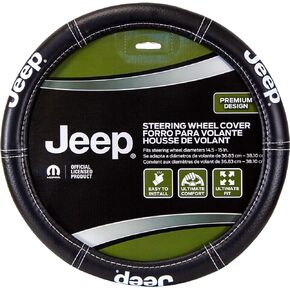 Plasticolor 006695R01 Jeep Deluxe High Contrast Stitching Premium Steering Wheel Cover for Cars, Trucks & SUV