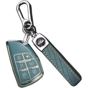 6 Buttons Key Fob Cover: Key Fob Shell with Keychain Fit for 2021 2022 2023 Chevy Tahoe Suburban GMC Yukon Yukon XL Yukon Denali Hummer EV| RPKEY White & Gold Car Key fob Case