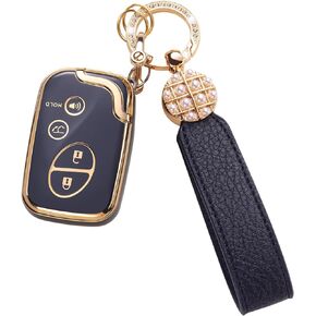 for Lexus Key Fob Cover with Leather Lanyard, Key Case Protection Shell Fit for Lexus ES350 GS300 GS430 GS450h GS460 is F IS250 IS350 LS460 LX570 RX350 Smart Key Holder, White