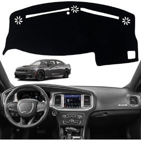 Dashboard Dash Board Cover Mat Pad Carpet Non-Slip Custom Compatible with Dodge Charger 2011-2022 Protector Sunshield (Black Trim)