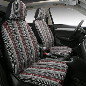 أغطية مقاعد بطانية VarCozy Baja Saddle، أغطية مقاعد أمامية لسيارة السيدان، سيارات الدفع الرباعي، الشاحنات، غطاء مقعد سيارة منسوج ملون بشريط عالمي، مسامي، قابل للغسل، متوافق مع الوسادة الهوائية (VC-02-A1)