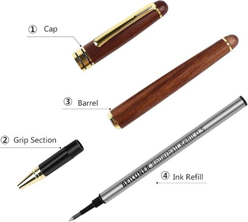 BEILUNER Luxury Walnut Ballpoint Pen Writing Set - Elegant Fancy Nice Gift Pen Set for Signature Executive Business Office Supplies - Gift Boxed with Extra Refills (Black) in Saudi Arabia