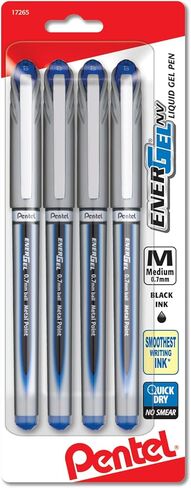 قلم حبر جل Pentel EnerGel NV، (0.7 مم)، طرف معدني، حبر أسود، 4 عبوات (BL27BP4A) in Saudi Arabia