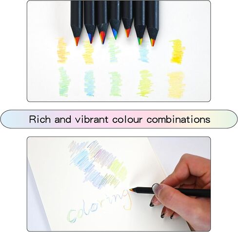 15 قطعة من أقلام الرصاص الخشبية الملونة بألوان قوس قزح، 7 في 1 قلم تغيير الألوان الممتع مع مبراة للرسم والتلوين in Kuwait